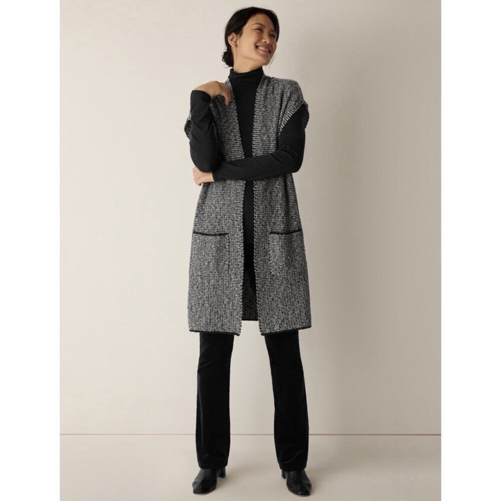 Eileen Fisher Peruvian Cotton Blend Cloud Vest Small Lagenlook Minimalist Luxury